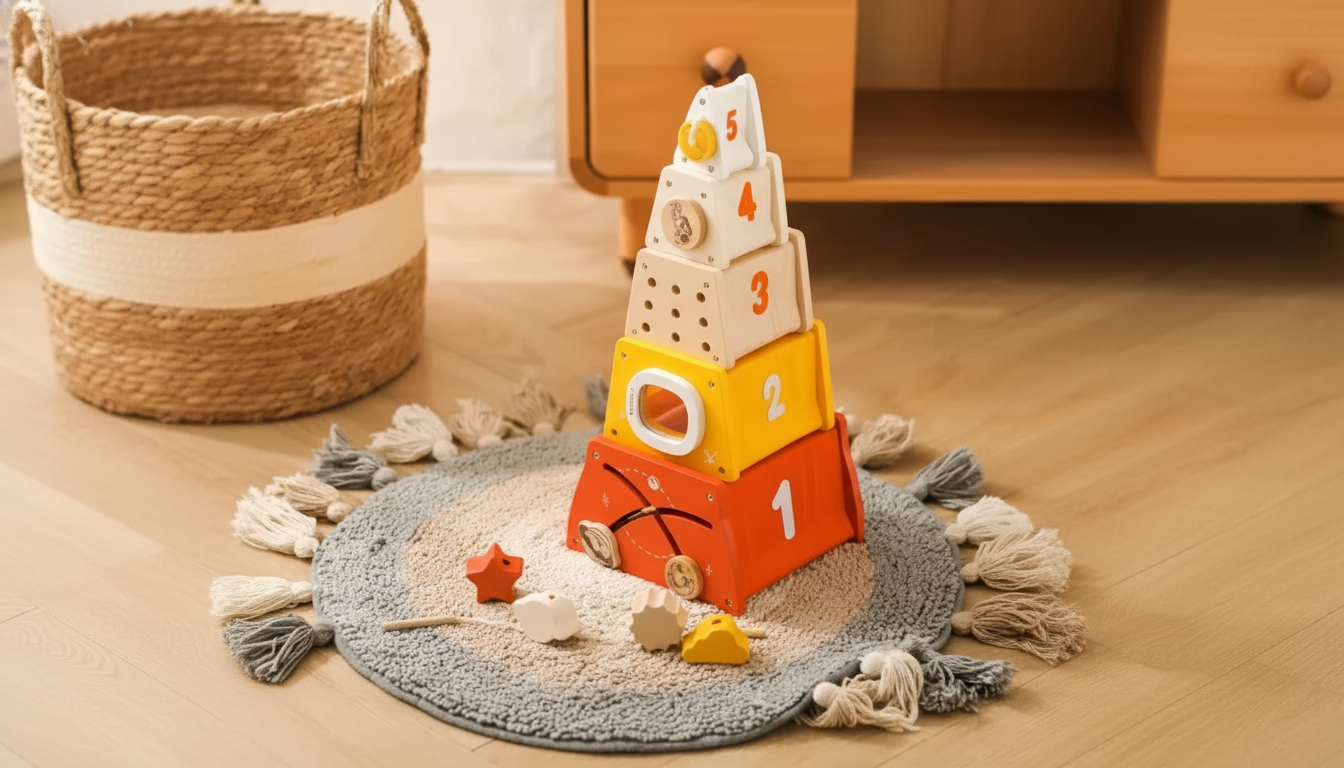 Montessori Wooden Shape Matching & Lacing Puzzle for Kids