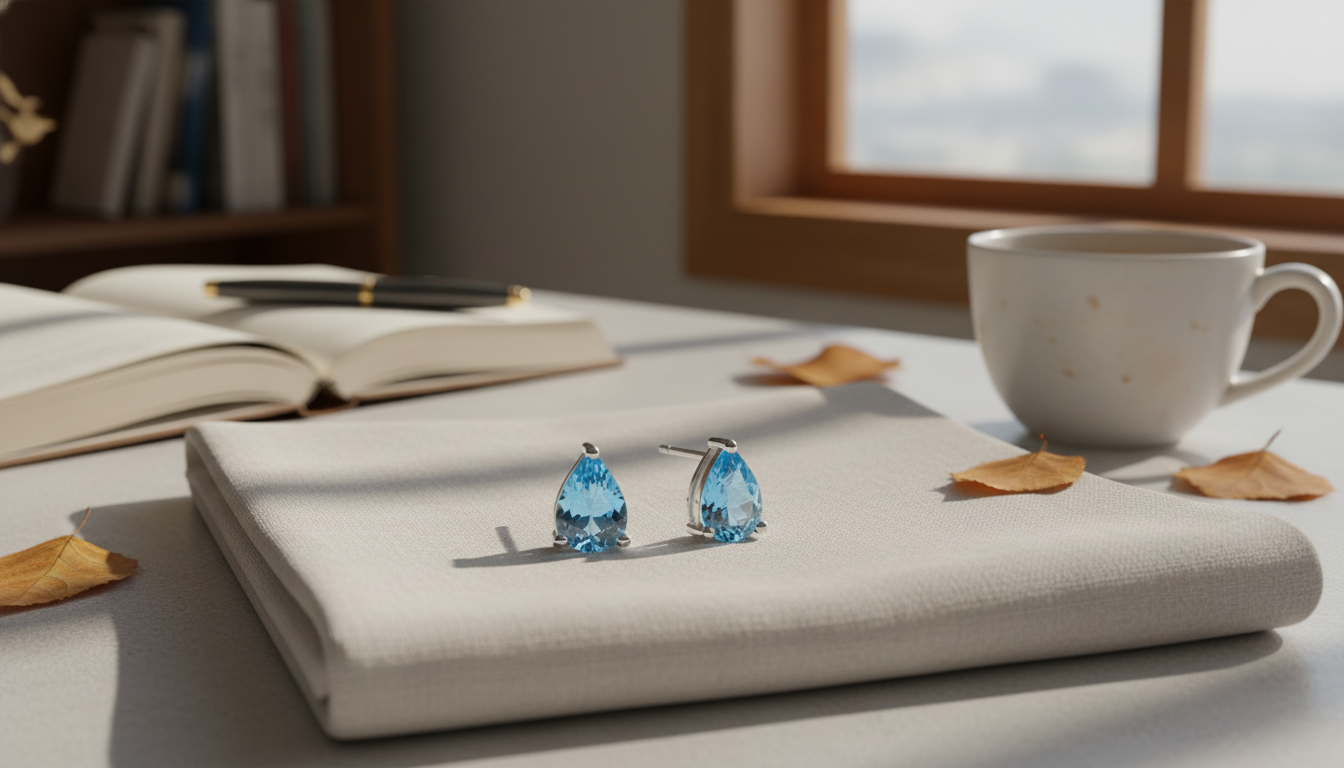 Swiss Blue Topaz Studs in Sterling Silver (0.99 Ct)