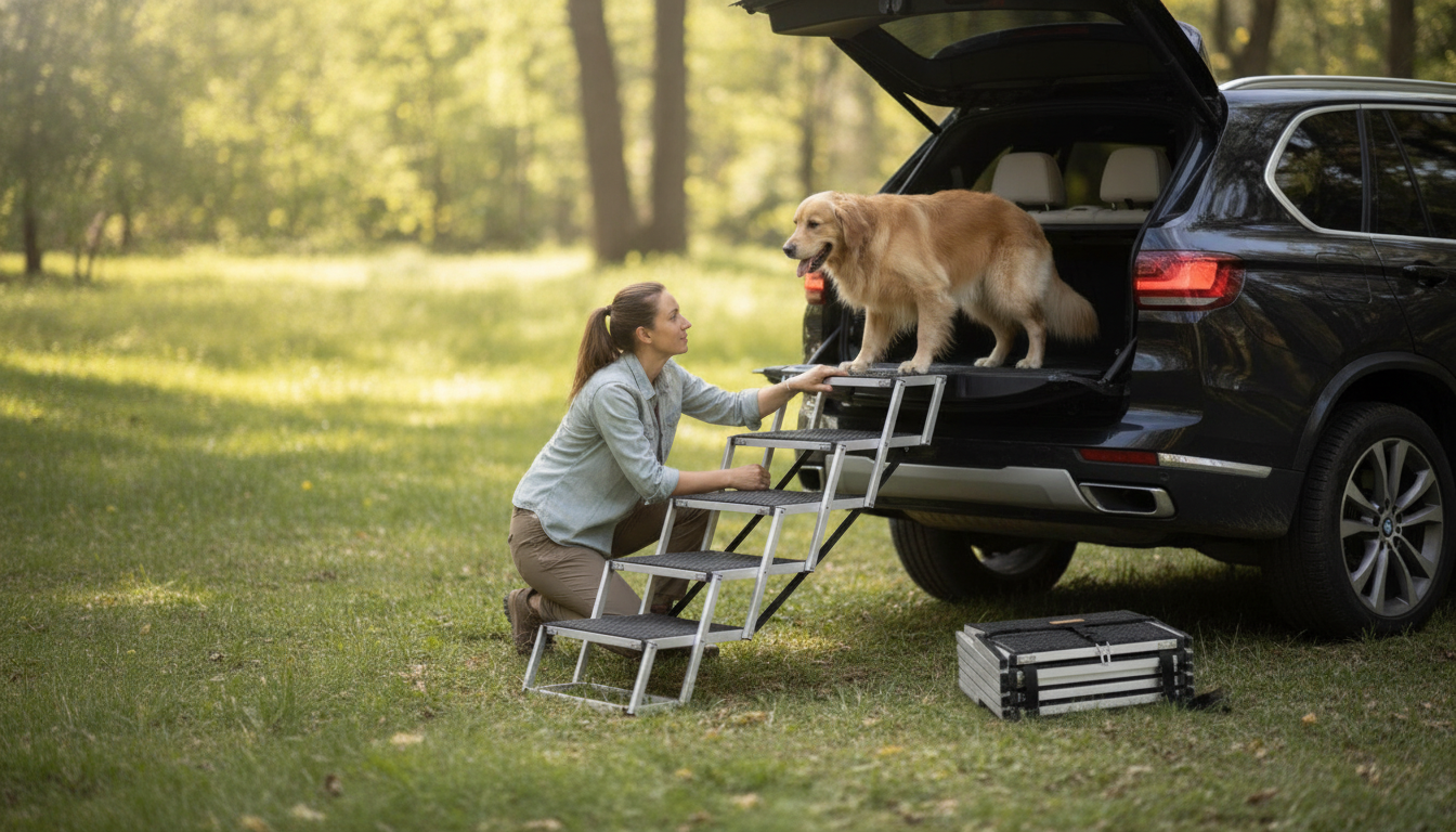 5-Step Folding Dog Stairs for Cars: Safer Dog Access