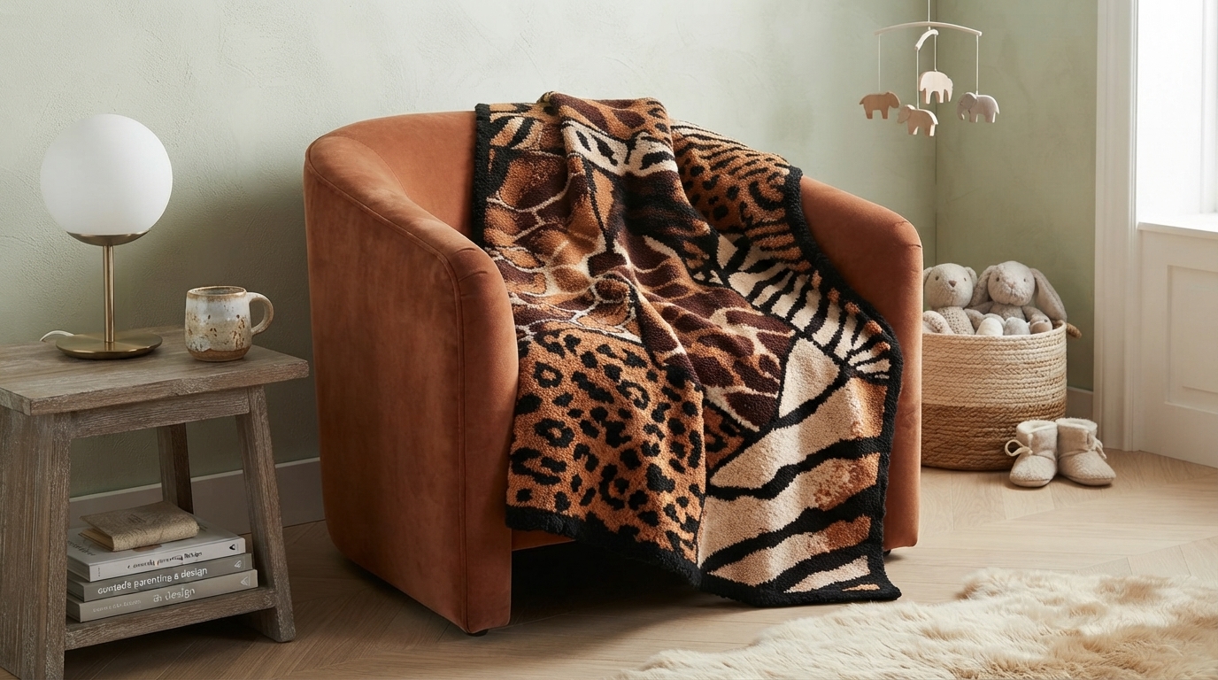Jungle Animal Plush Knit Throw: Cozy Nursery & Couch