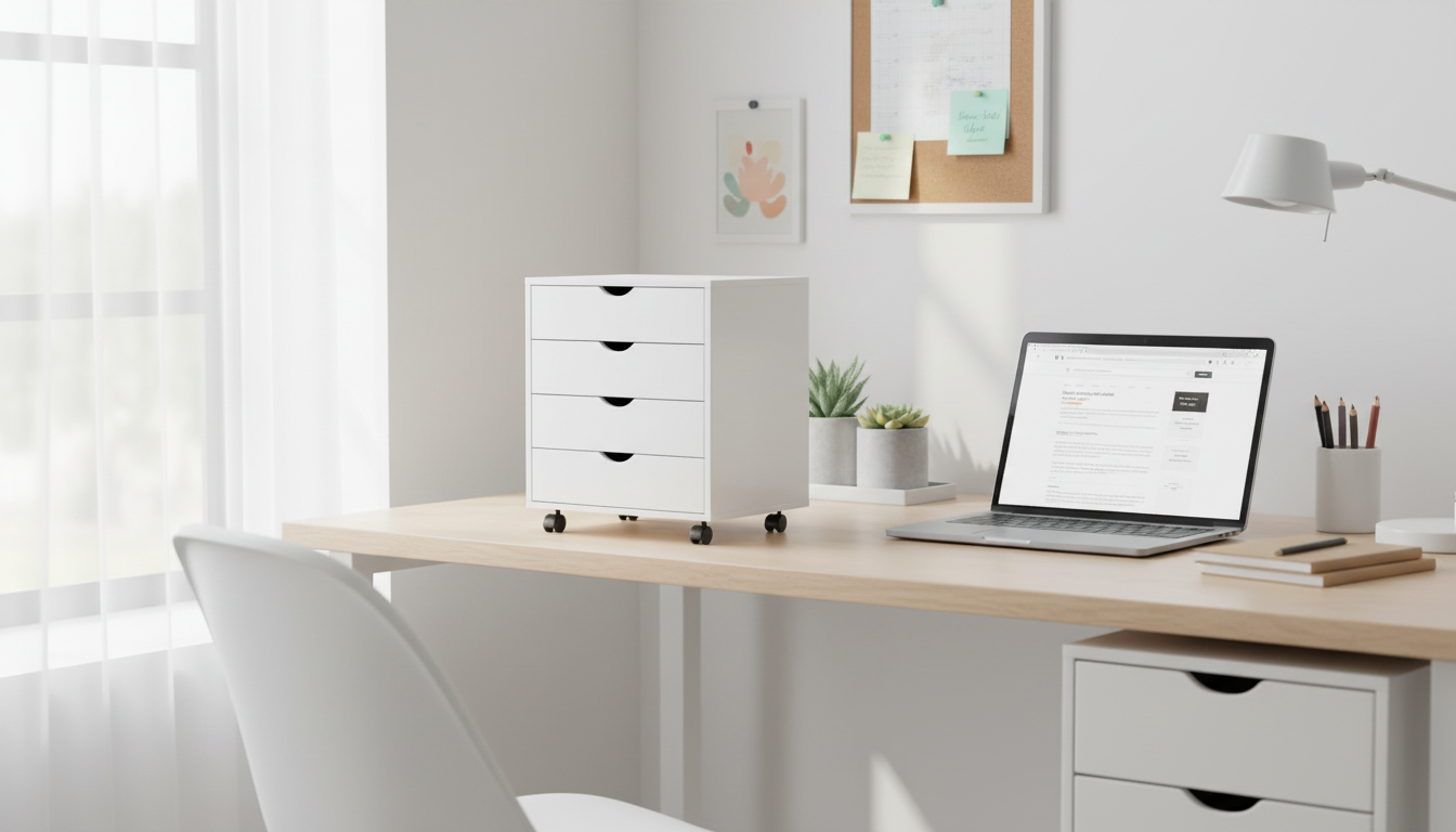 Rolling 5-Drawer Wood Nightstand: Mobile Bedside Storage
