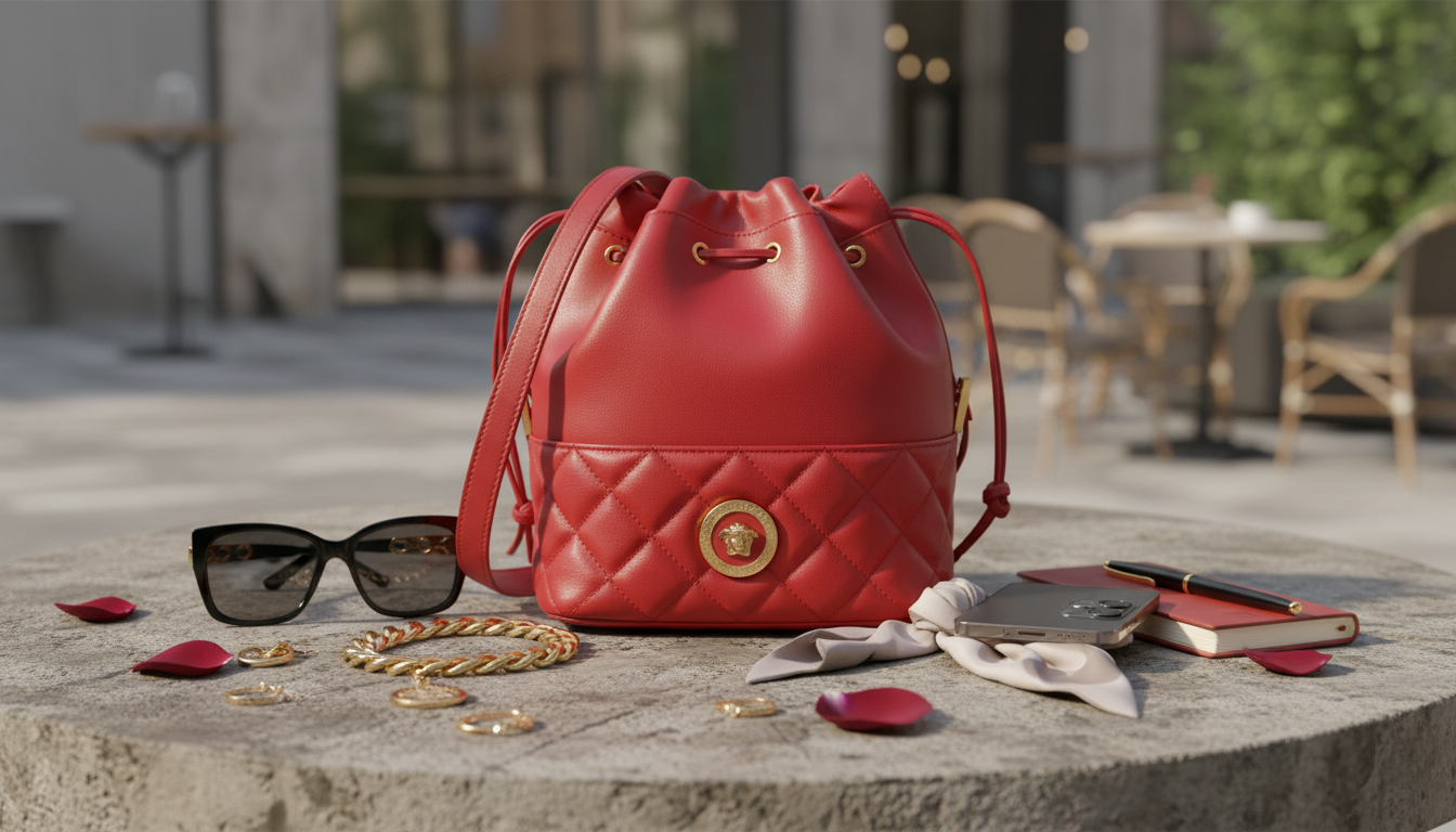 Versace Red Quilted Bucket Bag: Style, Fit & Care