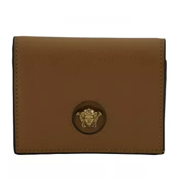 Versace Medusa Compact Wallet in Brown Calf Leather
