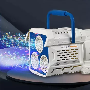 60-Hole Light-Up Bubble Gun for Kids: Rotating Fun