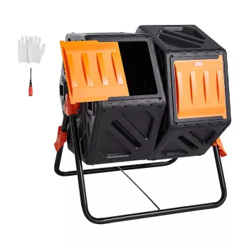 37-Gallon Dual Chamber Compost Tumbler: Fast, Clean Results